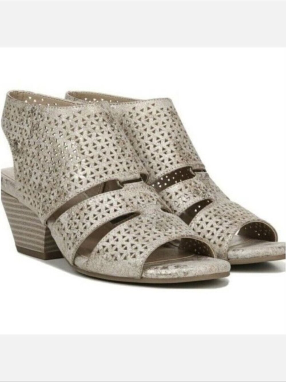 Soul Naturalizer Dez Metallic Laser Cut Sandals Gold Silver Womens Size 9.5